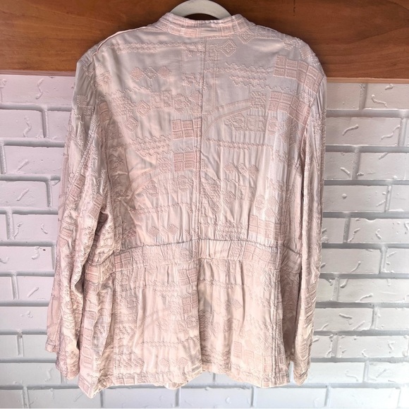 Johnny Was Bordi Satin Zip up Cinch Waist Jacket, Antique Beige, Extra Large XL - Picture 3 of 16